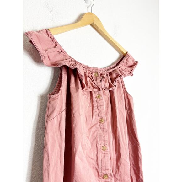 The Nines by Hatch Maternity Jumpsuit Small Off The Shoulder Pink Button-Front - Picture 6 of 12